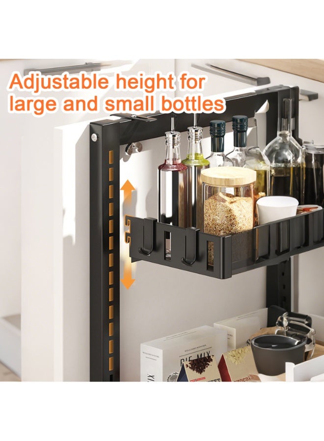 Forthcan 4-Tier Black Mesh Bathroom Rack, Wall-Mounted & Hanging Dual-Use Shower Organizer, No-Drill Storage Shelf with Hooks - Image 4