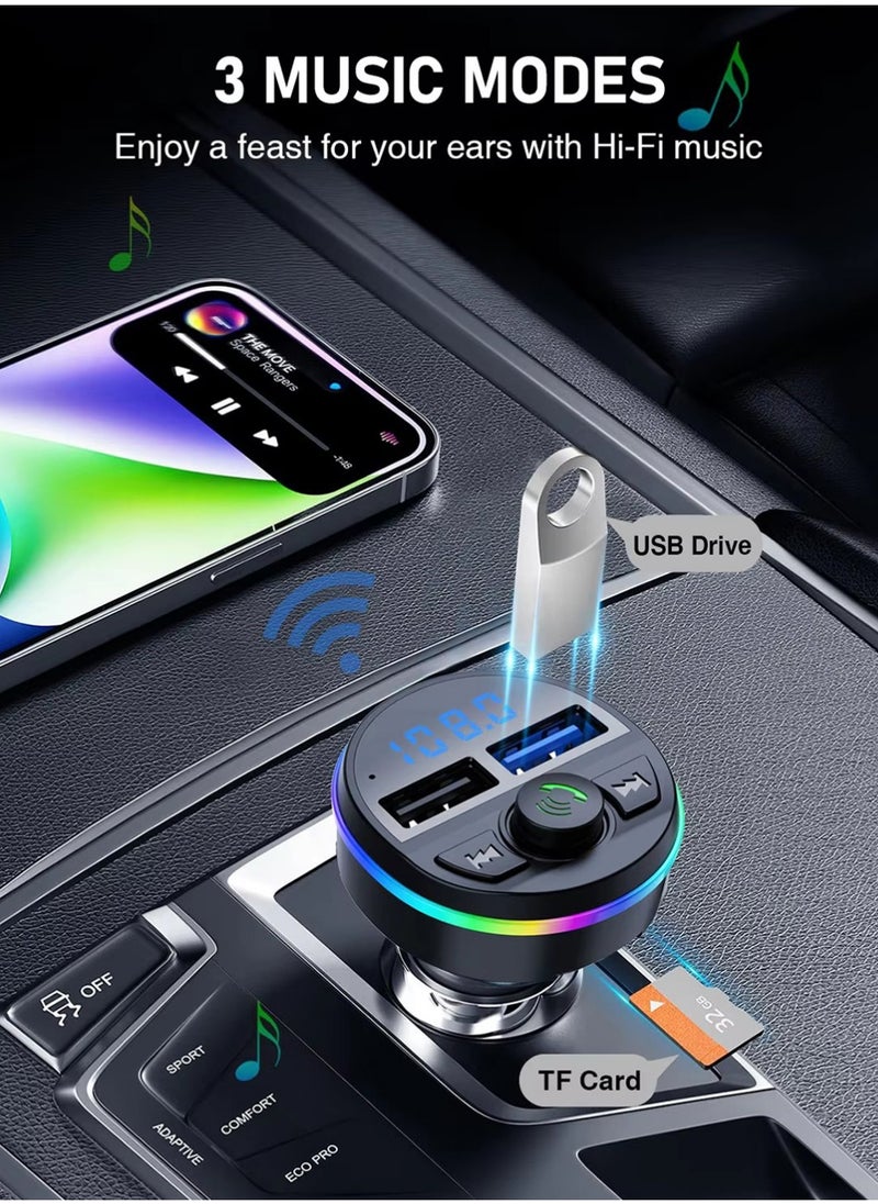 X-level - Car Charger - Fast Charging 5-in-1 Adapter with Collapsible Lightning & Type C Cables, Dual USB Ports & Voltage Display - Compatible with iPhone, iPad, Galaxy -Powerfull Output - Image 1