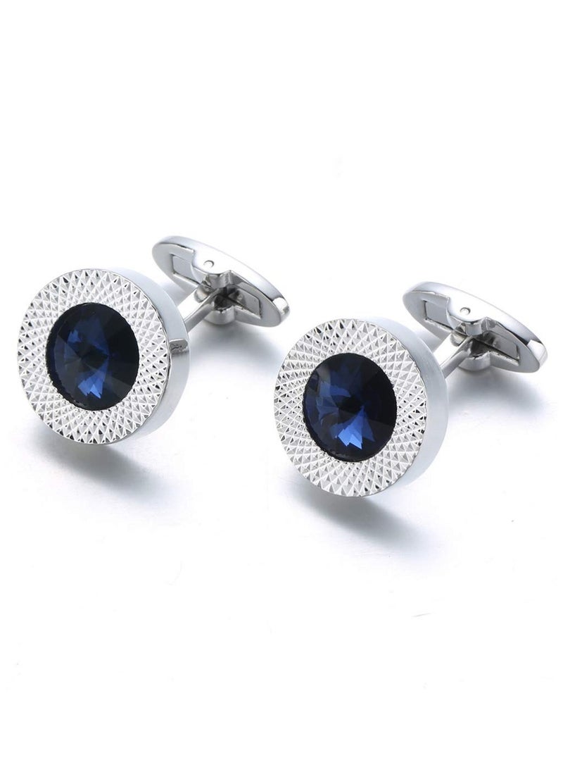 KASTWAVE - 2pcs Cufflinks for Men Round Crystal Cufflinks for Men Wedding Business Elegant Gifts - Image 1