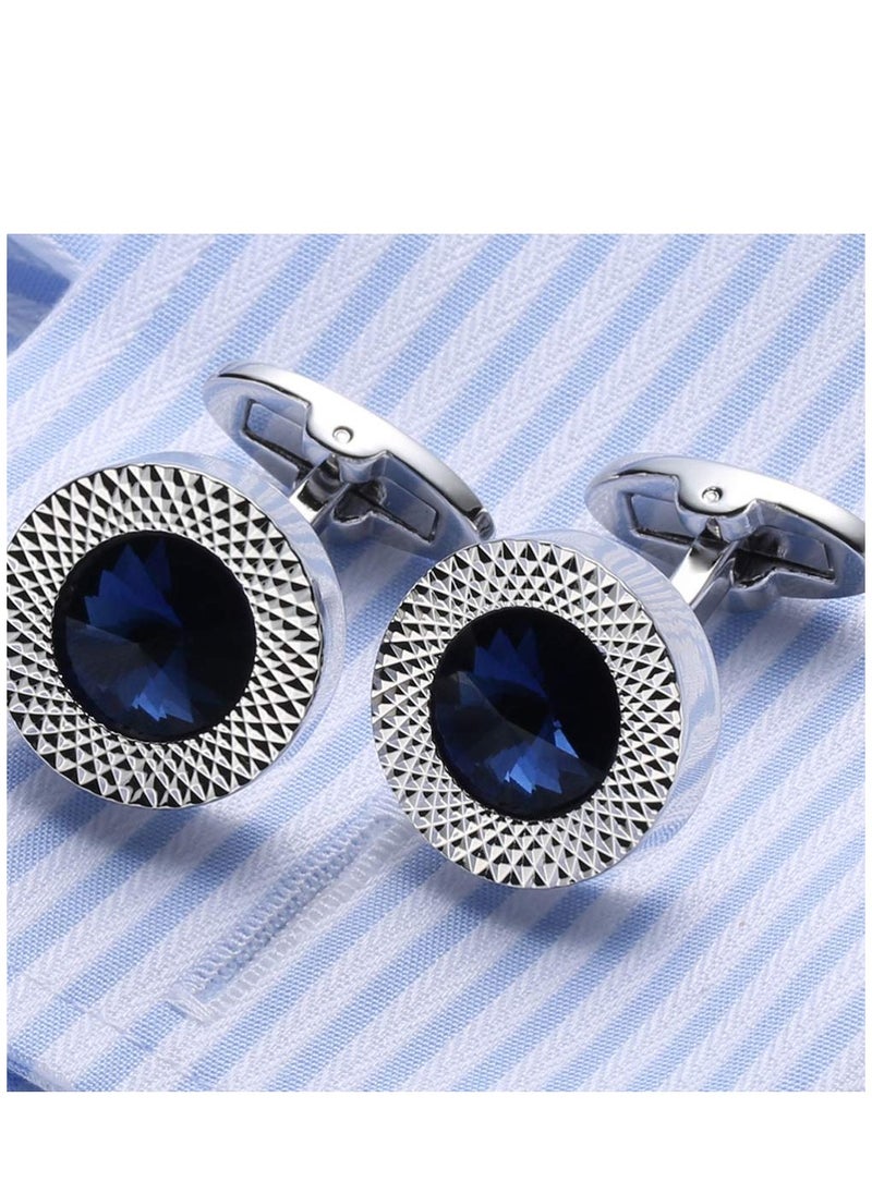 KASTWAVE - 2pcs Cufflinks for Men Round Crystal Cufflinks for Men Wedding Business Elegant Gifts - Image 1