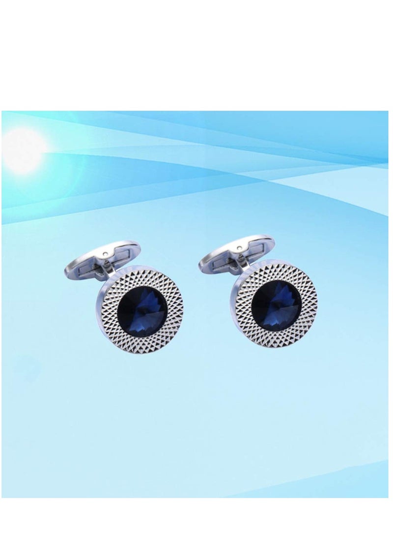 KASTWAVE - 2pcs Cufflinks for Men Round Crystal Cufflinks for Men Wedding Business Elegant Gifts - Image 1
