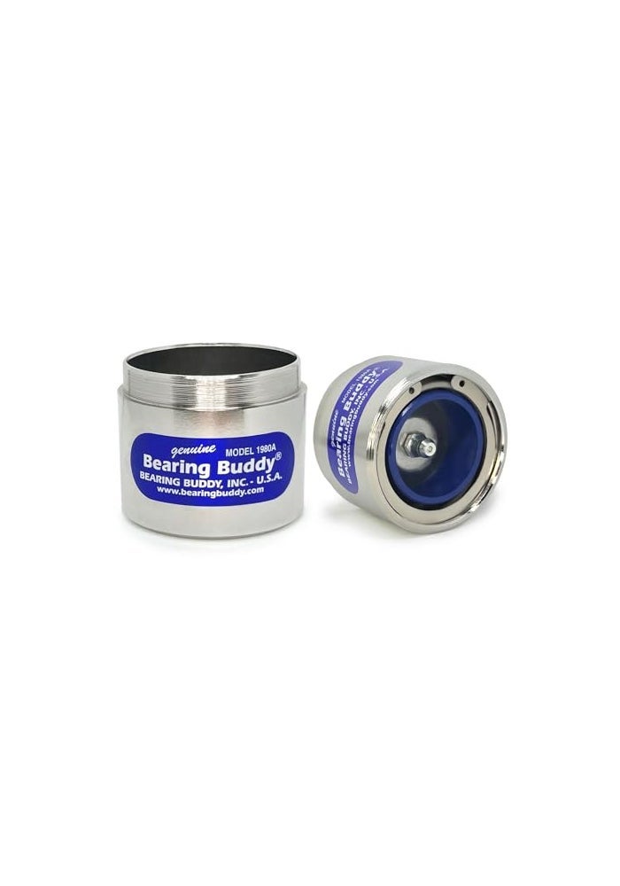 Bearing Buddy 1980A  USAMade Chrome Plated Bearing Protector with the Blue Grease Indicator  Wheel Bearing Protectors for Boats Utility Trailers  More  Only Fits Hubs w 1980 Inside Diameter - Image 1