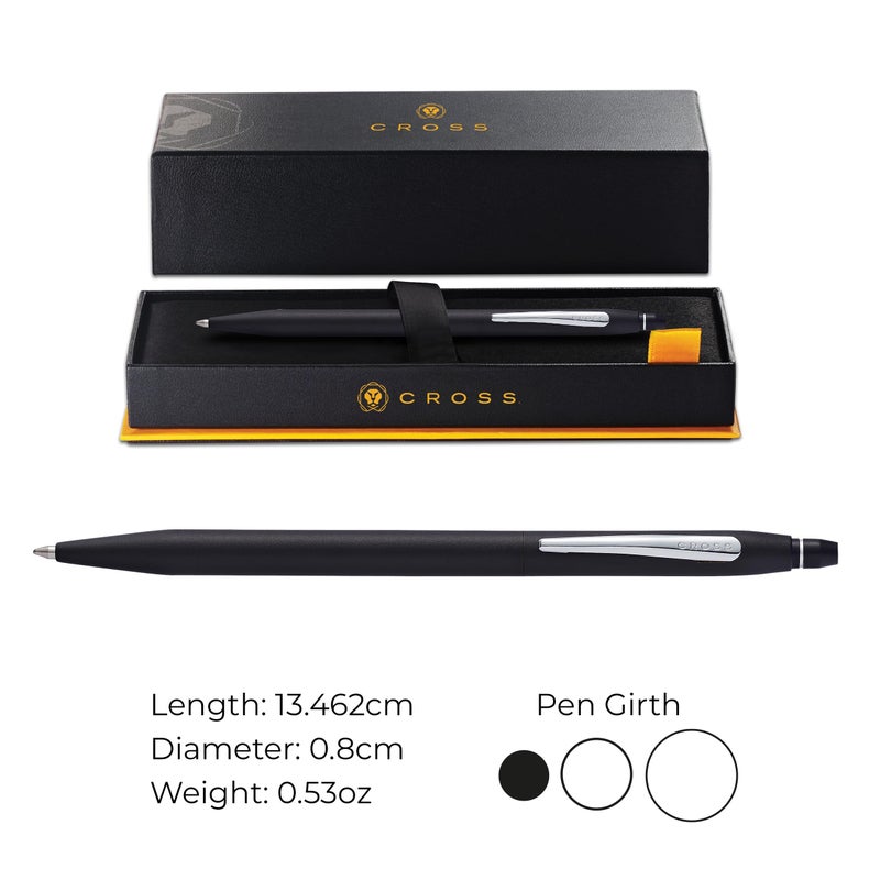 Cross Click Refillable Ballpoint Pen Presented in a Everyday Gift Box - Medium Point, Black Ink, Black & Chrome - Image 3