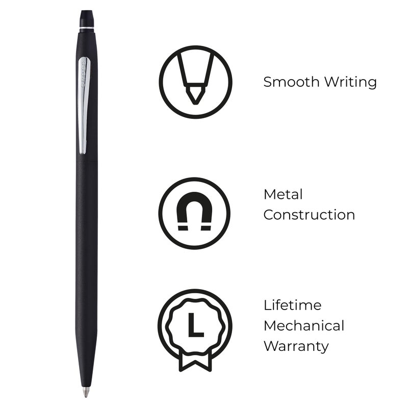 Cross Click Refillable Ballpoint Pen Presented in a Everyday Gift Box - Medium Point, Black Ink, Black & Chrome - Image 2