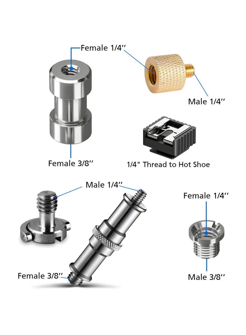 KASTWAVE 26Pcs Camera Screw Mount Set 1/4 Inch and 3/8 Inch Converter Threaded Screws Adapter Flash Shoe Mount for DSLR Camera Tripod Monopod Ball head Flashlight Quick Release Plate - Image 2