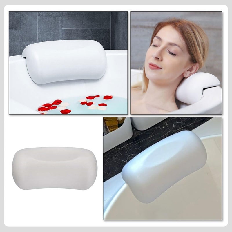 GANAZONO Bathtub Pillow with Suction Cups, Tub Head Support and Neck Cushion, White Bathroom Backrest for Spa and Relaxation in Adult Bathtubs - Image 3