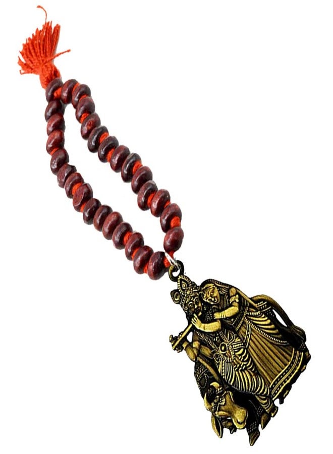 AFH Shri Radha Krishna Cow Bronze Red Wood mala Car Hanging Pendant Decoration Ornament - Image 2