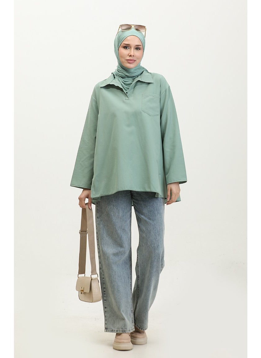 Sefa Merve Oversize Tunic 2007-01 Almond Green  - Image 2