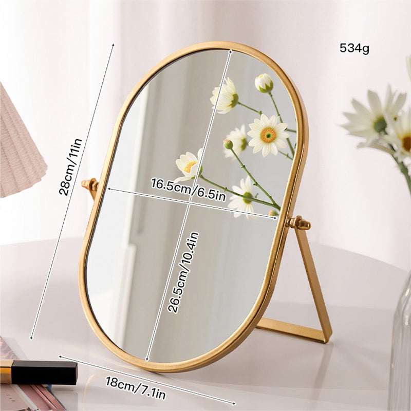 Numjeg Tabletop Mirrors Makeup Mirror Portable Vanity with Metal Frame Desk Table Mirror with 180Â°Adjust Dressing Room Rotate Good for Bedroom Bathroom - Image 3