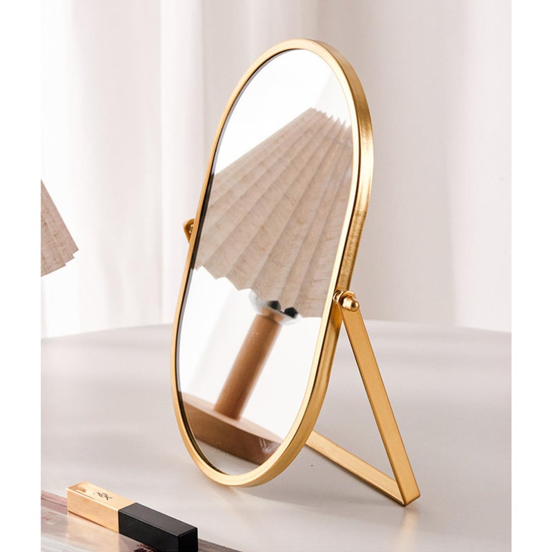 Numjeg Tabletop Mirrors Makeup Mirror Portable Vanity with Metal Frame Desk Table Mirror with 180Â°Adjust Dressing Room Rotate Good for Bedroom Bathroom - Image 2