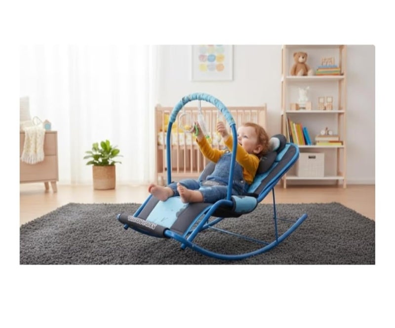 Baby Bouncer with Safety Belt and Toy Set (Navy) - Image 3