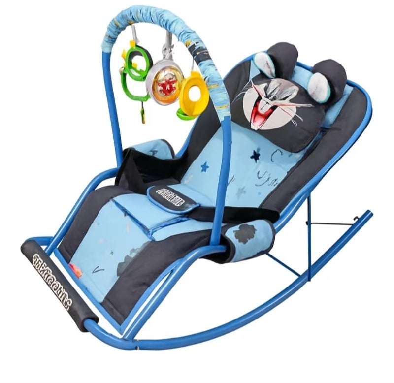 Baby Bouncer with Safety Belt and Toy Set (Navy) - Image 1
