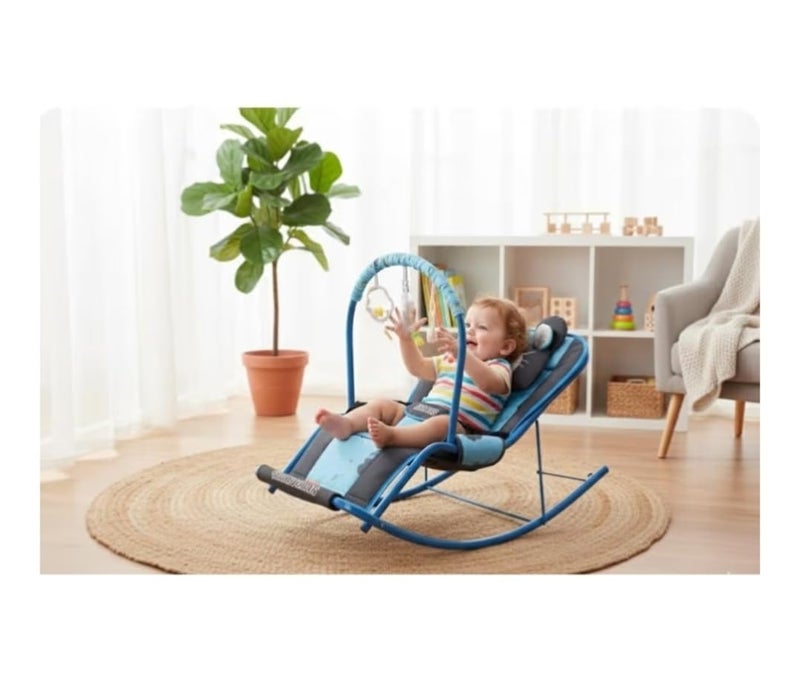 Baby Bouncer with Safety Belt and Toy Set (Navy) - Image 2