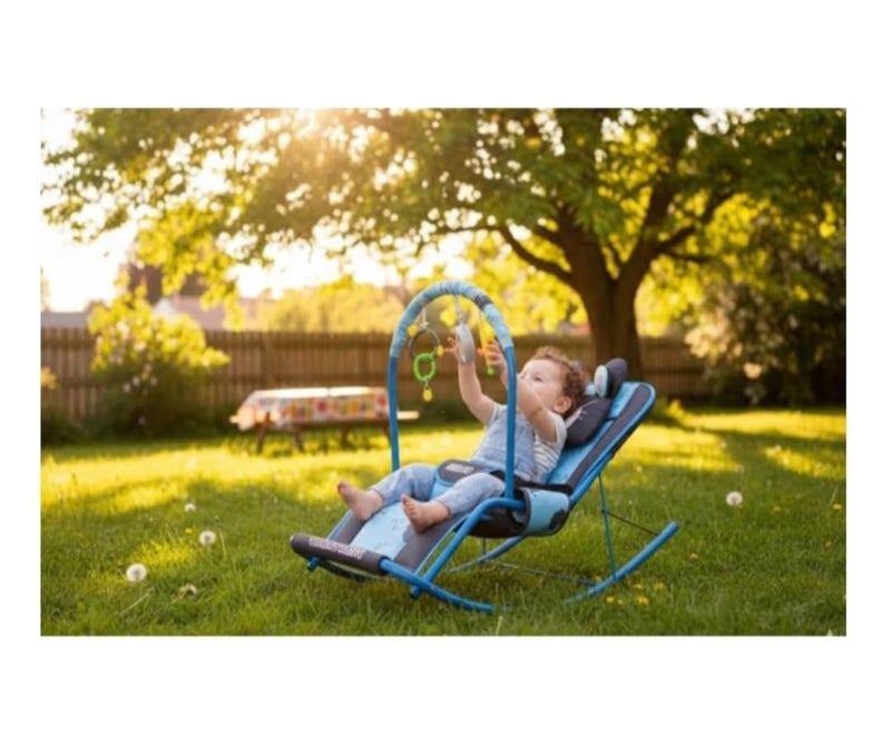 Baby Bouncer with Safety Belt and Toy Set (Navy) - Image 4