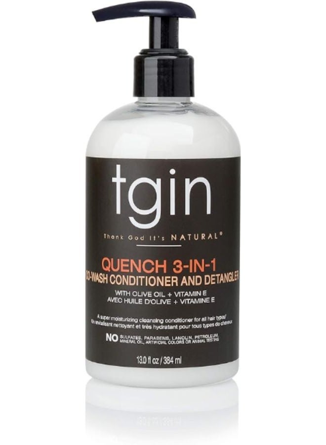 Tgin Quench 3-in-1 Co-Wash Conditioner and Detangler For Dry Hair Curly Hair 13 Oz - Image 1