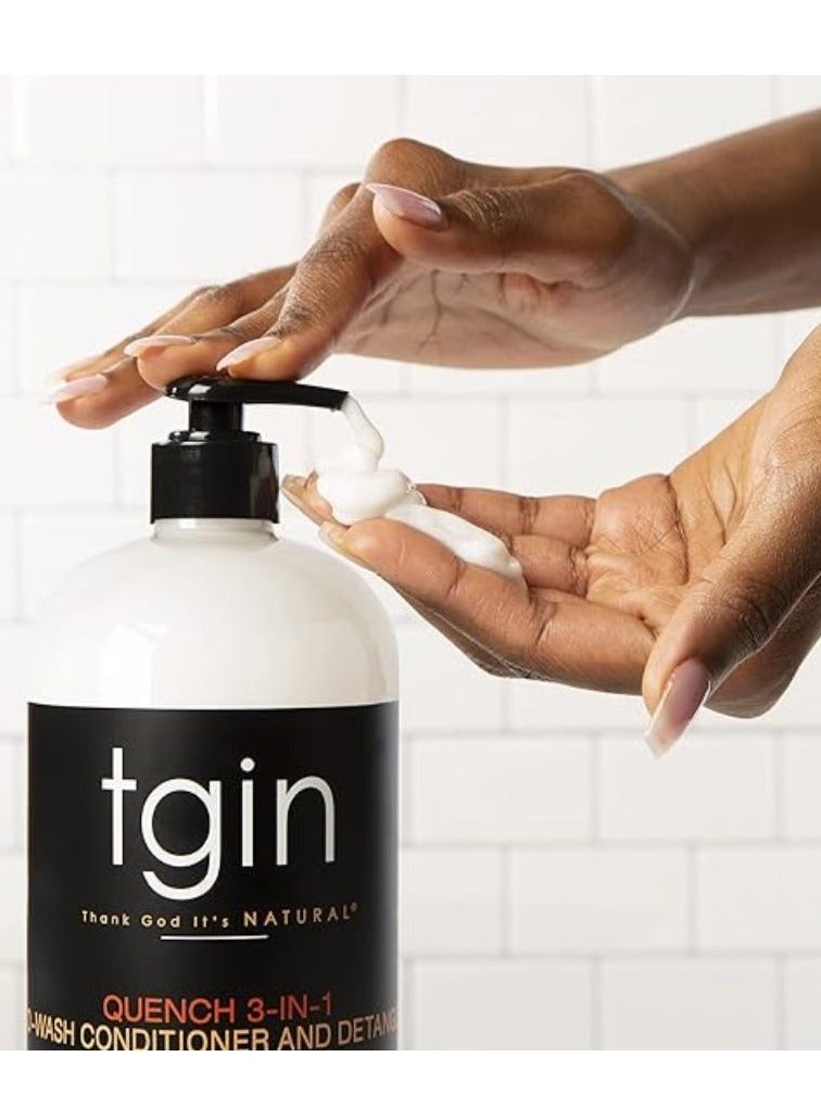 Tgin Quench 3-in-1 Co-Wash Conditioner and Detangler For Dry Hair Curly Hair 13 Oz - Image 2