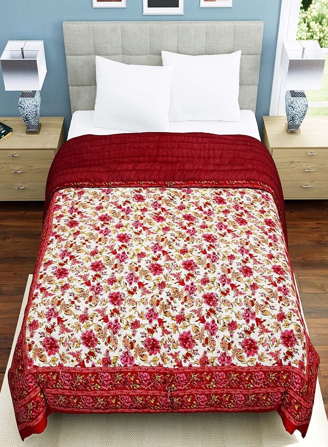 WORLDNEX 400 TC Pure Cotton Traditional Rajasthani Floral Printed Jaipuri Quilt/Razai/Rajai(Light Weight, Double Bed-90 x 105 Inch)(Design 8) - Image 3