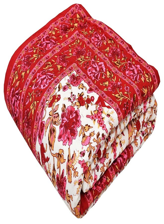 WORLDNEX 400 TC Pure Cotton Traditional Rajasthani Floral Printed Jaipuri Quilt/Razai/Rajai(Light Weight, Double Bed-90 x 105 Inch)(Design 8) - Image 1