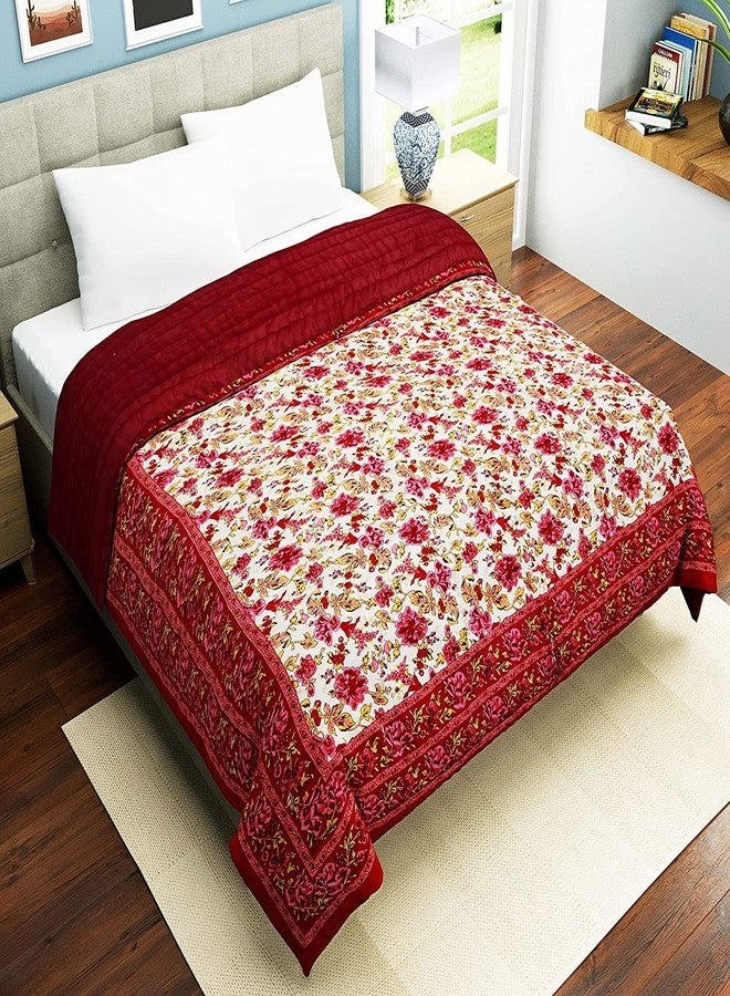 WORLDNEX 400 TC Pure Cotton Traditional Rajasthani Floral Printed Jaipuri Quilt/Razai/Rajai(Light Weight, Double Bed-90 x 105 Inch)(Design 8) - Image 2
