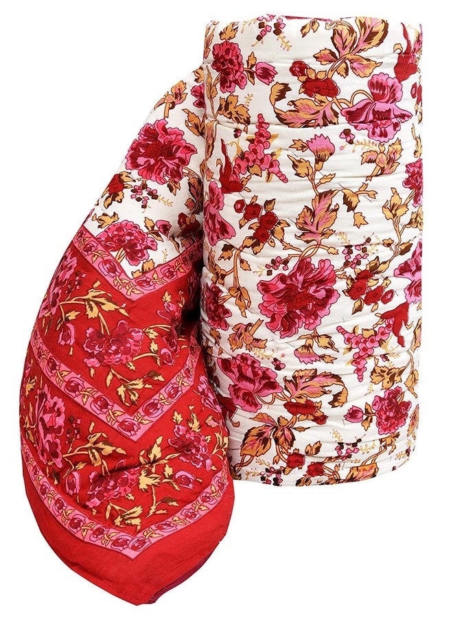 WORLDNEX 400 TC Pure Cotton Traditional Rajasthani Floral Printed Jaipuri Quilt/Razai/Rajai(Light Weight, Double Bed-90 x 105 Inch)(Design 8) - Image 5