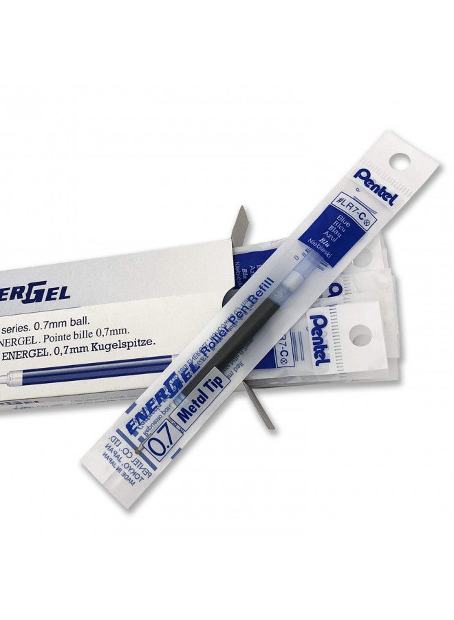 Pentel حبر إعادة تعبئة بنتل لقلم الجل السائل EnerGel BL57/BL77، 0.7 مم، طرف معدني، حبر أزرق، علبة من 12 (LR7-C-12) - Image 3