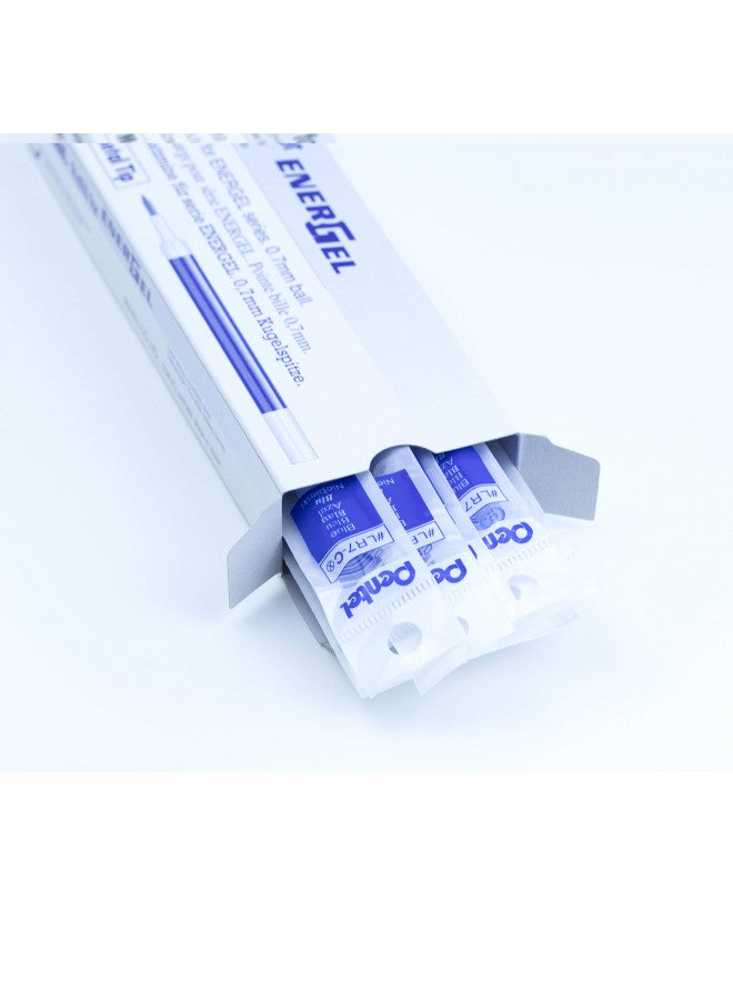 Pentel حبر إعادة تعبئة بنتل لقلم الجل السائل EnerGel BL57/BL77، 0.7 مم، طرف معدني، حبر أزرق، علبة من 12 (LR7-C-12) - Image 2