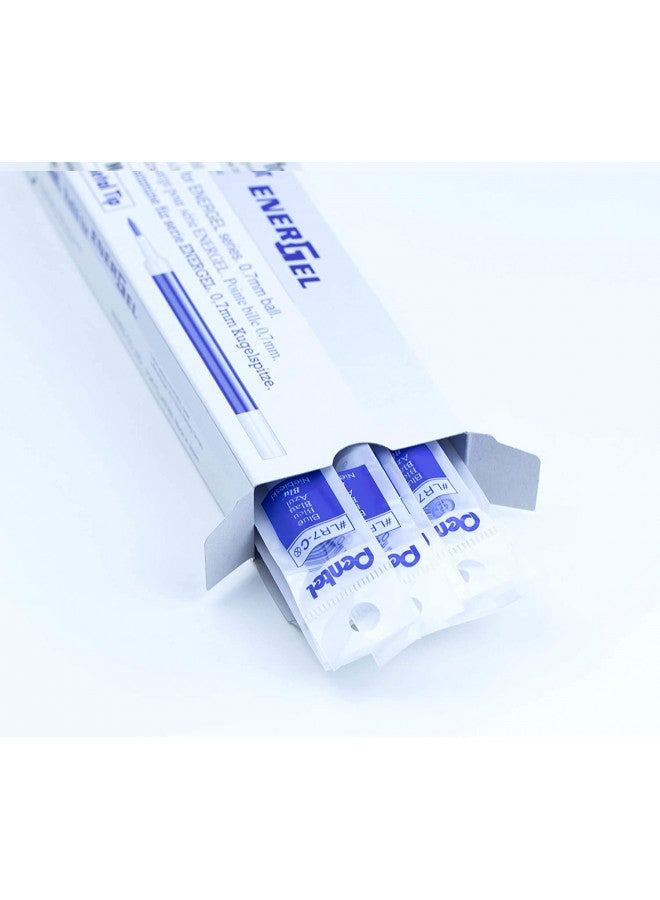 Pentel حبر إعادة تعبئة بنتل لقلم الجل السائل EnerGel BL57/BL77، 0.7 مم، طرف معدني، حبر أزرق، علبة من 12 (LR7-C-12) - Image 4