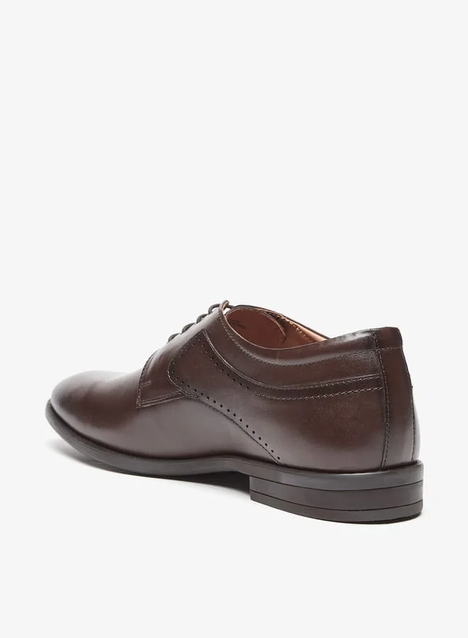 دوتشيني Mens Solid Derby Shoes with Lace-Up Closure