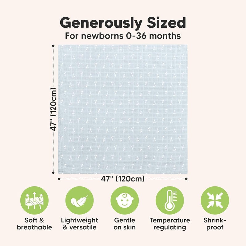 KeaBabies Bloom 4-Pack Organic Muslin Swaddle Blankets - Unisex Baby Swaddle Blankets for Girls, Boys & Newborns - Image 3