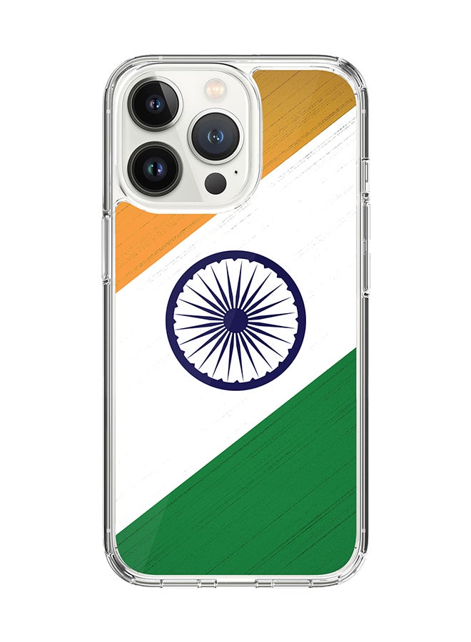 Classic Clear for Apple iPhone 14 Pro Case Hybrid Soft Cover Flexible Edges Anti Drop TPU PC Gel Thin Transparent Cover - Flag Of India Full Print