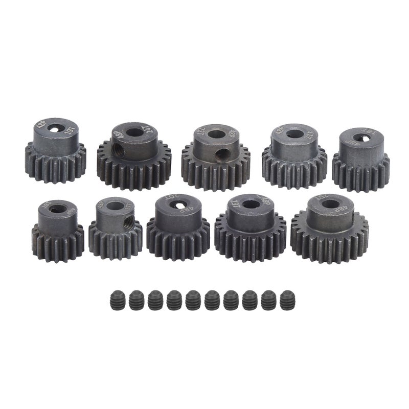 10Pcs/Set 16T‑25T 7075 48P Steel RC Car Motor Gear Pinion for 1/8 1/10 Brushless Motor - Image 1
