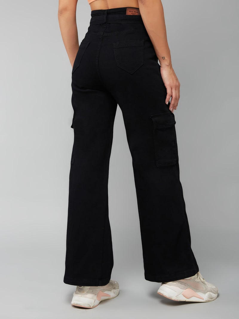 Miss Chase Women's Wide Leg High/Mid Rise Regular Length Jeans (Plus (MCSS24DEN79-02-330-38, Ebony Black, 38) - Image 5