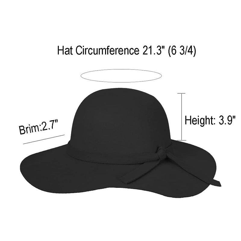 Mealah Vintage Fedora Floppy-Hat Kids Girl's Wide Brim Felt Bowler-Hat for 3-8 Years Old (US, Age, 3 Years, 8 Years, Black-12) - Image 2