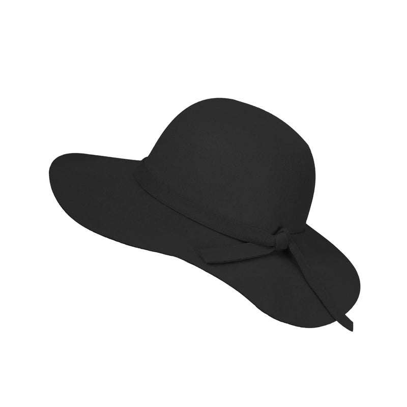 Mealah Vintage Fedora Floppy-Hat Kids Girl's Wide Brim Felt Bowler-Hat for 3-8 Years Old (US, Age, 3 Years, 8 Years, Black-12) - Image 1