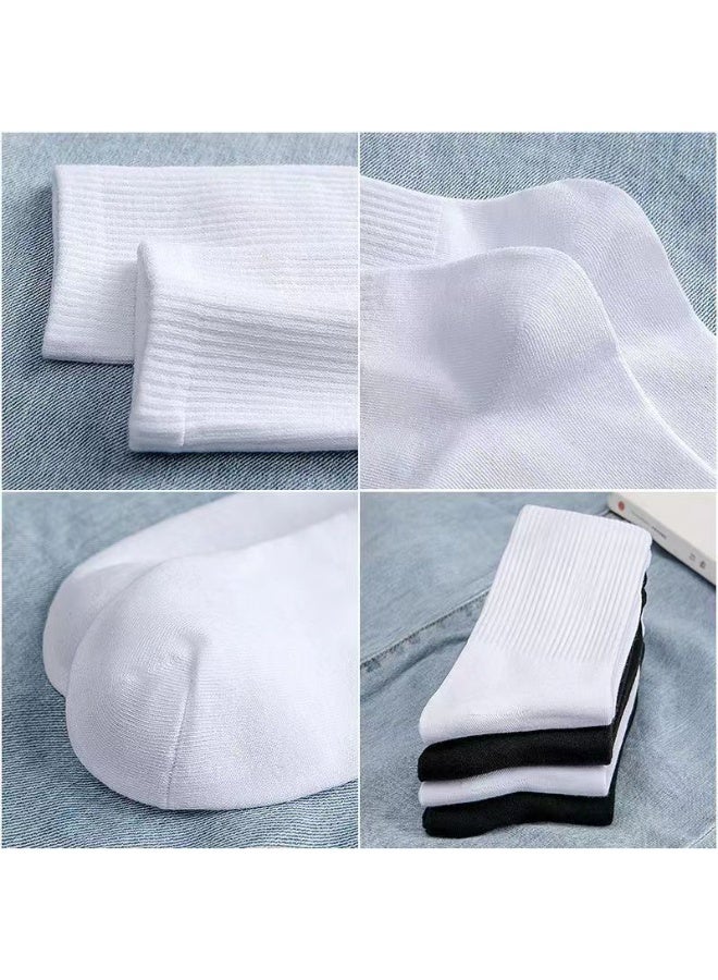 Lesha 6 Pairs Men's Dress Socks，Mens Cotton Calf Business Formal Socks Soft Breathable Athletic Long Crew Casual Socks(EU 39-44, White) - Image 5