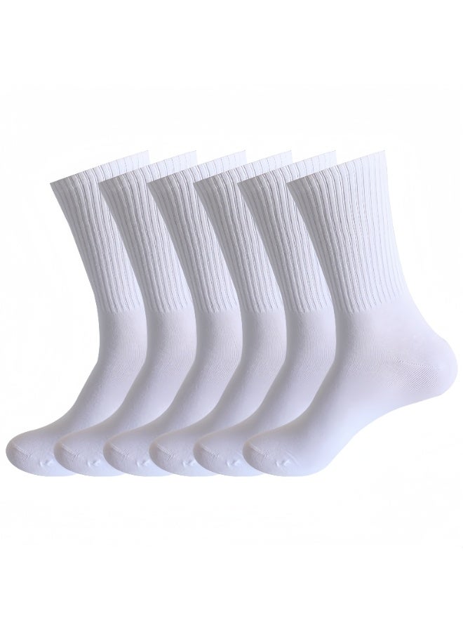 Lesha 6 Pairs Men's Dress Socks，Mens Cotton Calf Business Formal Socks Soft Breathable Athletic Long Crew Casual Socks(EU 39-44, White) - Image 1