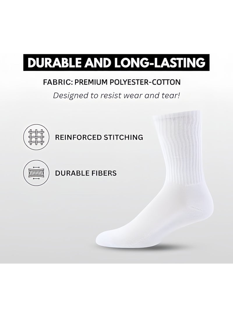 Lesha 6 Pairs Men's Dress Socks，Mens Cotton Calf Business Formal Socks Soft Breathable Athletic Long Crew Casual Socks(EU 39-44, White) - Image 2