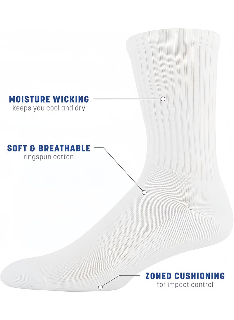 Lesha 6 Pairs Men's Dress Socks，Mens Cotton Calf Business Formal Socks Soft Breathable Athletic Long Crew Casual Socks(EU 39-44, White) - Image 3
