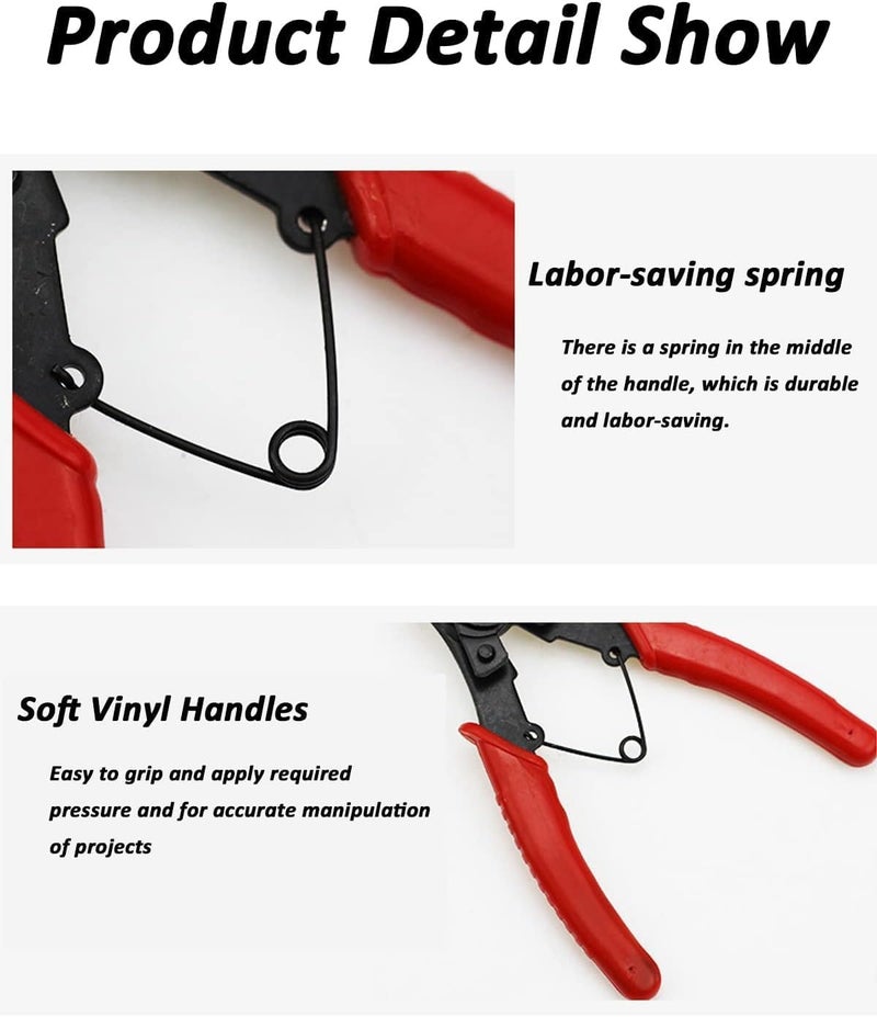 DREWIT STAR 4 in 1 Snap Ring Pliers Set for Removal of Retaining Clip Circlip Snap Rings Wrist Pin Clips Internal External CirClips Automotive and Engine Repair Projects - Image 4