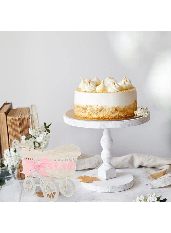 STOBOK ديكور عربة أطفال من الخيزران وعربة أطفال مصنوعة من الخيزران وعربة أطفال وسلة زهور منسوجة وقطعة مركزية لحفل استقبال الطفل وعربة أطفال لحفل استقبال الطفل باللون الوردي - Image 3