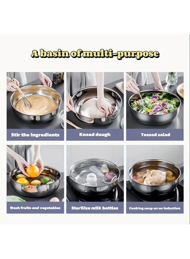 Stainless Steel Mixing Bowl Set 2pcs Whisk And Dough Bowl For Kitchen Utility - Image 4