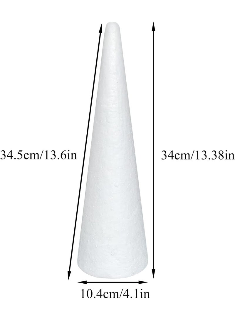 White Polystyrene Foam Cones for DIY Arts and Crafts, 4.1 x 13.6 Inch, 2 Pack Christmas Tree Craft Supplies - Image 4