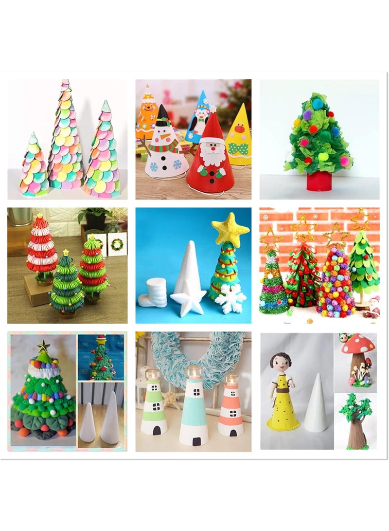 White Polystyrene Foam Cones for DIY Arts and Crafts, 4.1 x 13.6 Inch, 2 Pack Christmas Tree Craft Supplies - Image 3