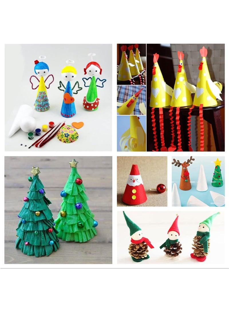 White Polystyrene Foam Cones for DIY Arts and Crafts, 4.1 x 13.6 Inch, 2 Pack Christmas Tree Craft Supplies - Image 2