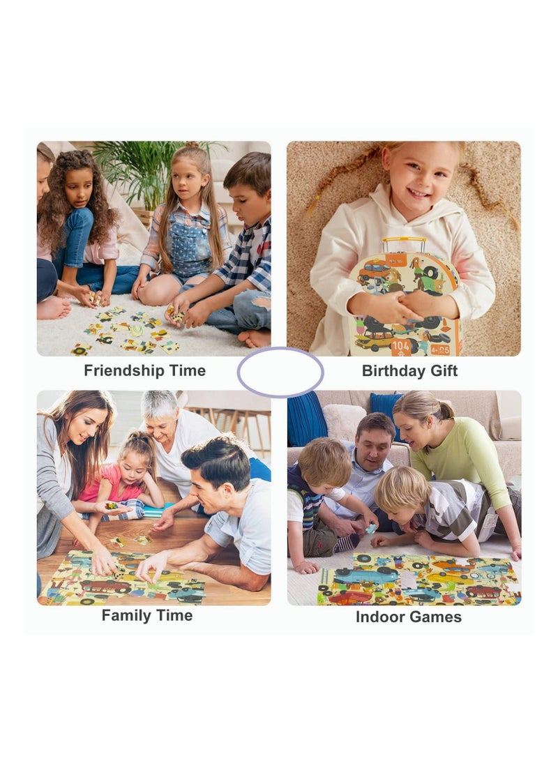 Excefore 27.5" × 15.7" ألغاز للأطفال بعمر 4-8 سنوات، ألعاب التعلم والتعليم لرياض الأطفال، ألغاز قطع لتناسب الأطفال بعمر 6-10 سنوات، ألعاب الألغاز للأطفال مع صندوق تخزين (ألغاز المرآب المزدحمة) - Image 5