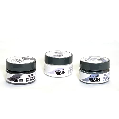 Haksons Pearl Pigments Pack of 3 (20 GMS) Pearl White, Pastel Blue, Steel Grey - Image 1