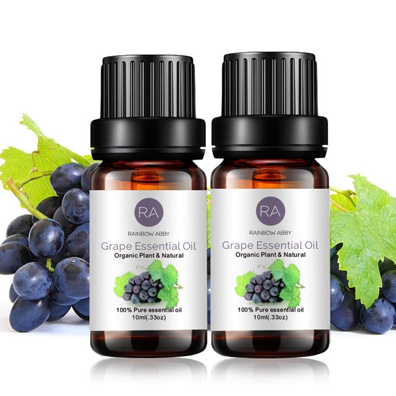 RAINBOW ABBY 2-Pack Grape Essential Oil 100% Pure Organic Plant Natural Flower Essential Oil for Diffuser Message Skin Care Sleep - 10ML - Image 1