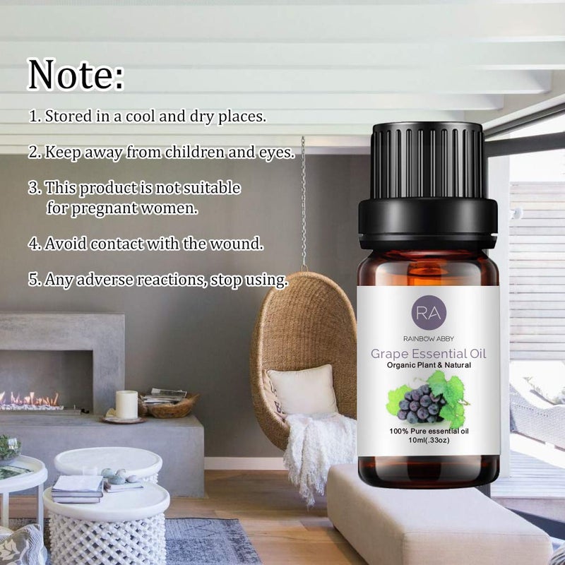RAINBOW ABBY 2-Pack Grape Essential Oil 100% Pure Organic Plant Natural Flower Essential Oil for Diffuser Message Skin Care Sleep - 10ML - Image 4