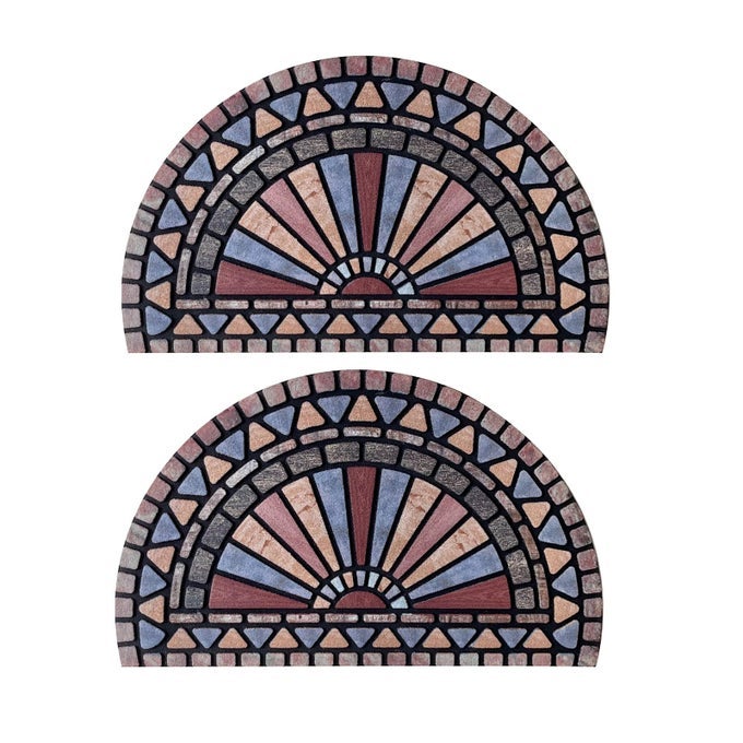 18 X 30 HALF ROUND DOOR MAT NONSLIP ENTRYWAY DOORMAT DURABLE RUBBER DOOR MATS LOWPROFILE HEAVY DUTY DOORMAT EASY CLEAN RUGS INDOOR OUTDOOR ENTRY DECORATION FOR HOME GARAGE PATIO2 PCS