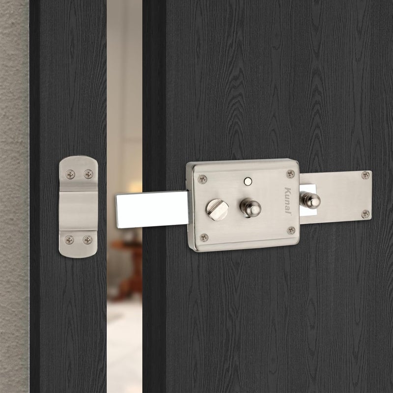 Kunal Inter Lock Main Door | Office Door | Bed Room | Living Room Door Heavy Duty 6 Turn Lock with Locking Knob 3 Brass Ultra Keys Material - SS Finish - SS (Pack -1) (6 Turn) - Image 1